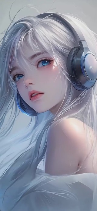 戴耳机的少女