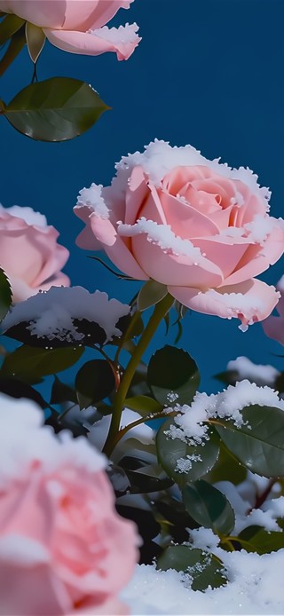 浪漫雪后玫瑰天空