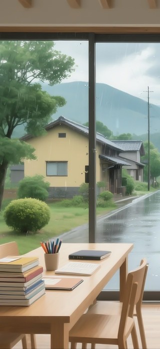 窗外下雨