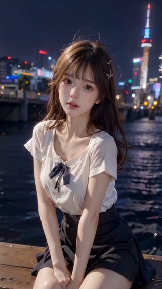 河畔夜景甜妹