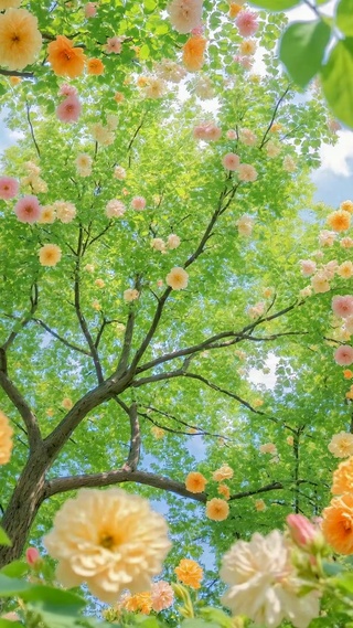 春日繁花满树清新风景