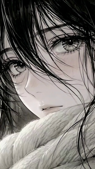 雨天窗边简约动漫女孩