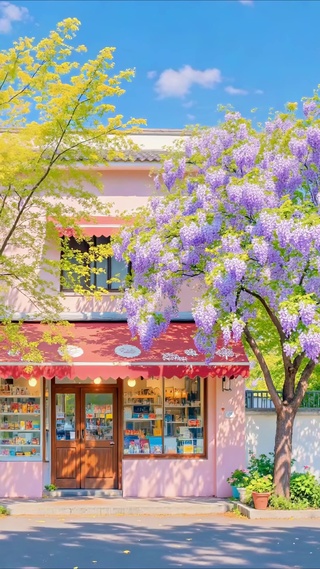 蓝天下街角商店