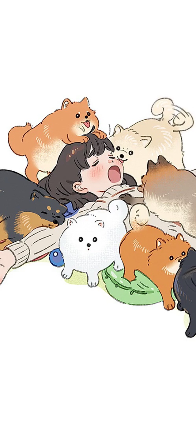 可爱女孩和狗狗们