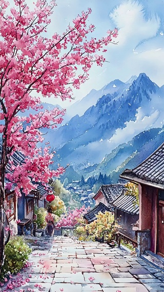 巷边的樱花树