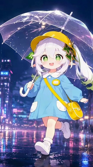 赛博雨夜都市可爱萝莉少女