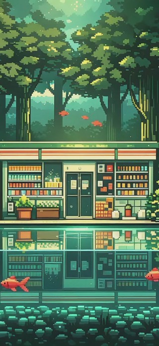 像素风绿色小屋
