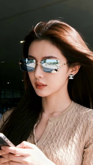 机场街拍酷飒美女