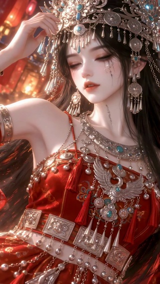 古风红衣华丽民族风美女