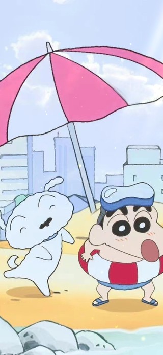 蜡笔小新一家海边游玩