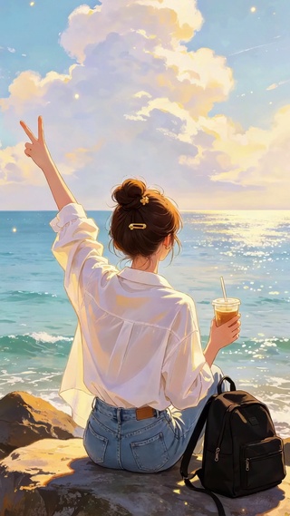 清爽夏日海边