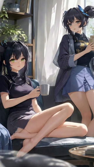 窗边闲逸美少女