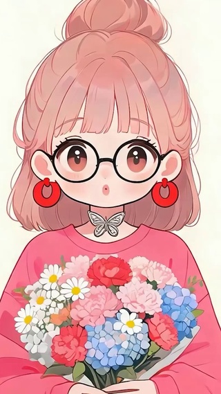 戴眼镜可爱女孩