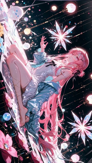 二次元粉发长腿少女