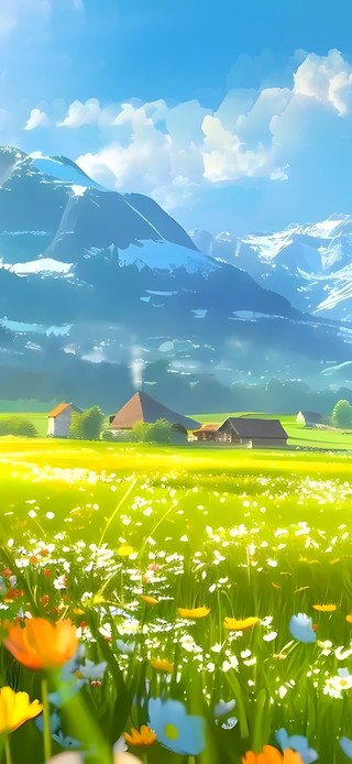 蓝天草原鲜花