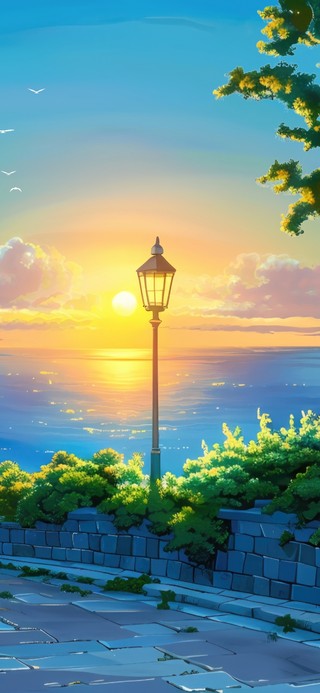 海的故乡落日