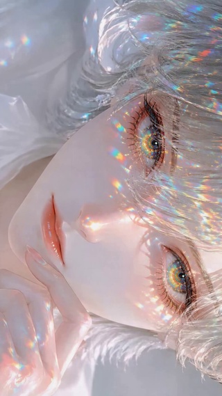 炫彩闪瞳银发美少女