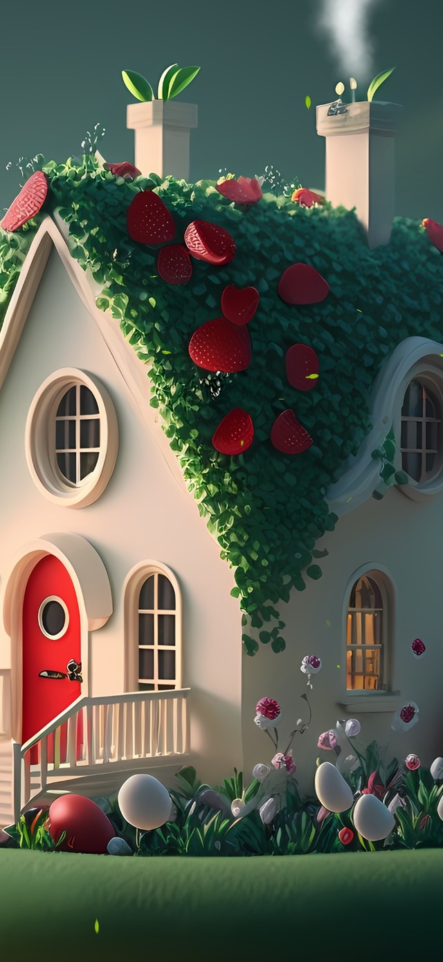 唯美治愈草莓小屋