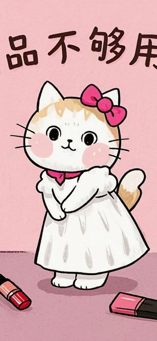 花漾壁纸|化妆台卡通小猫