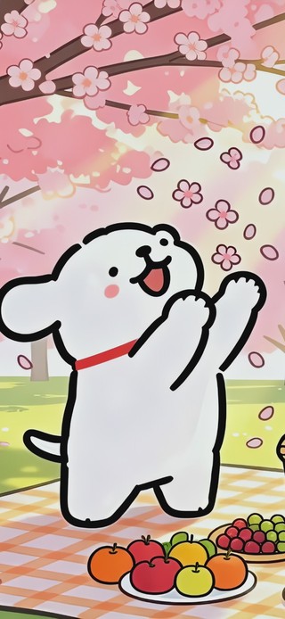 可爱樱林线条小狗