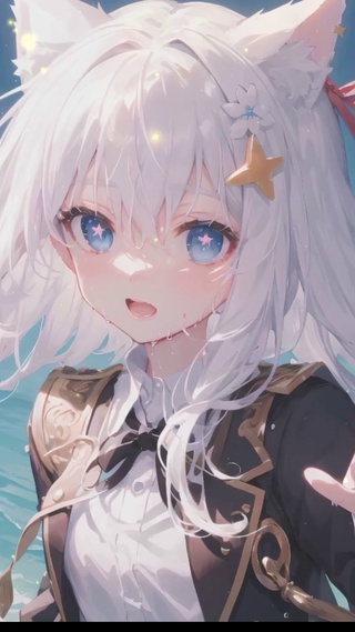 可爱白发猫耳少女