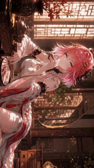 暖阁粉发少女