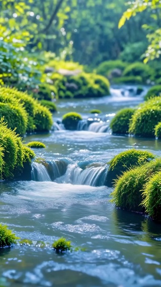 林间苔藓溪流