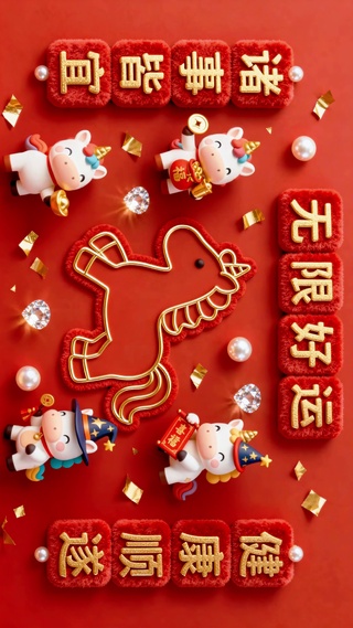 可爱马年无限好运喜庆祝福