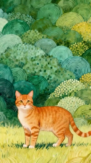 可爱猫咪草地