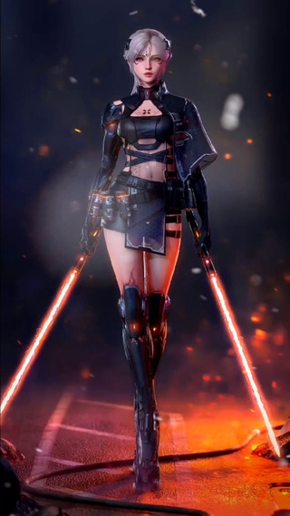 赛博朋克美女武士4k