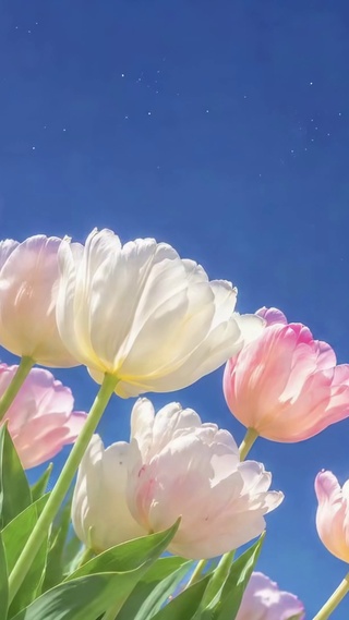 星空蓝天下的郁金香