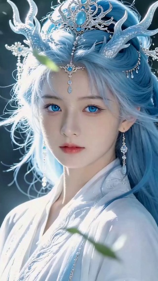 林间蓝发古风仙气美女