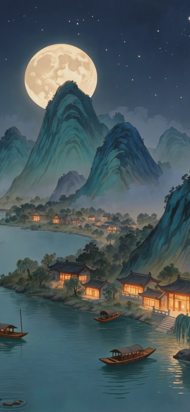 4K古风月亮河