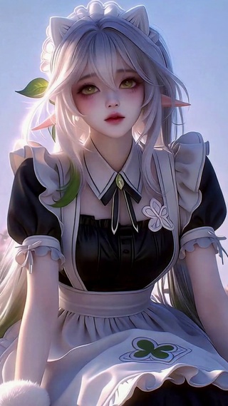 花丛猫耳女仆精灵美少女