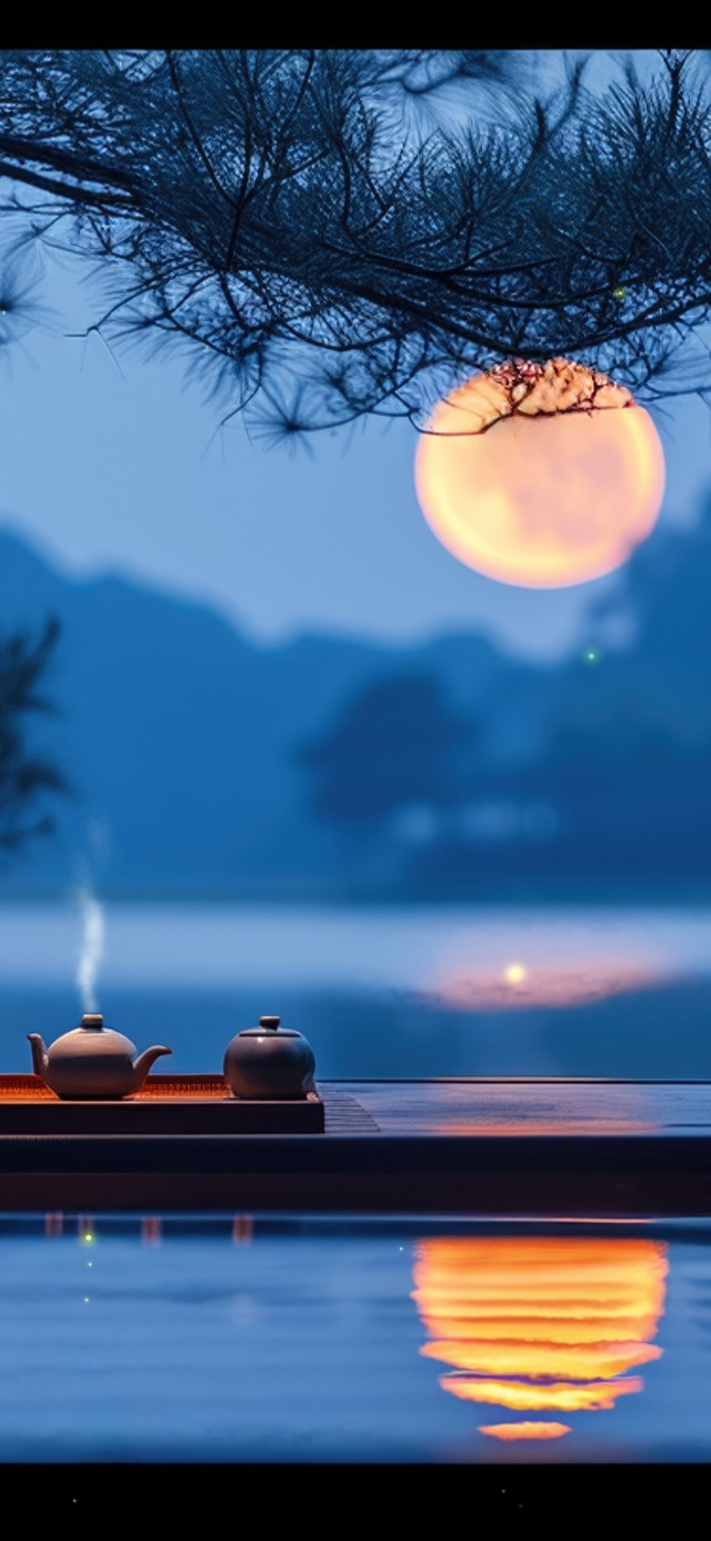 古风浪漫湖景