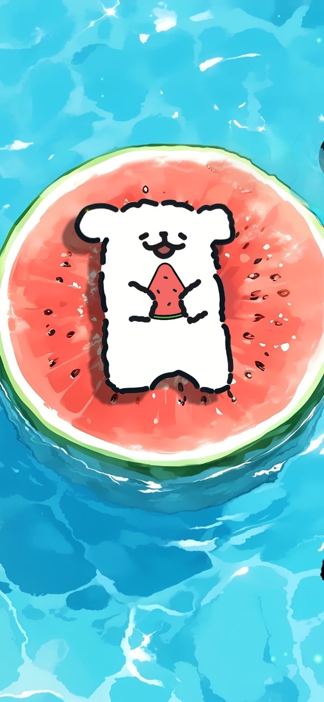 线条小狗吃西瓜