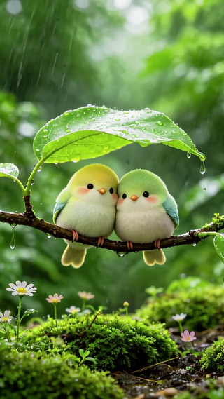 雨中小鸟