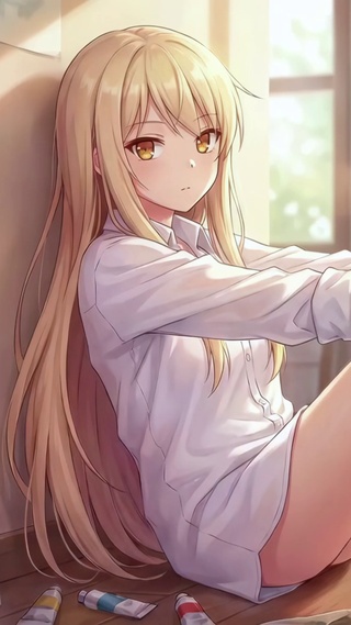 艺术角落的少女