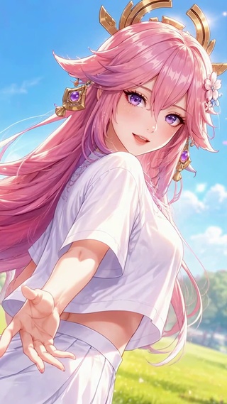 春日邀约粉发少女八重神子