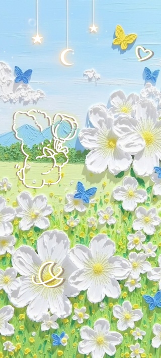 肌理画夏天盛开的花朵