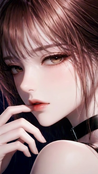 暗夜精致棕发二次元美少女