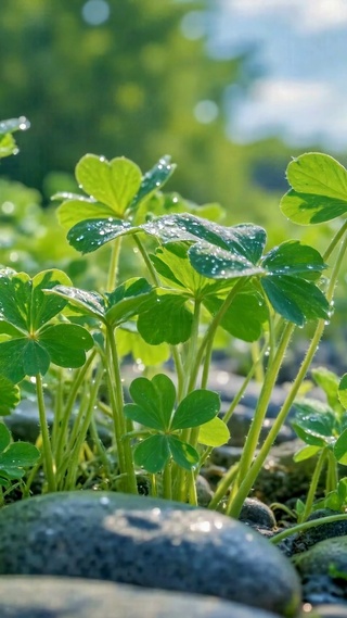 雨后清新绿意三叶草