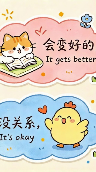 萌系小动物治愈励志文字壁纸