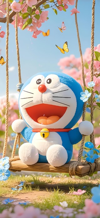 荡秋千的机器猫