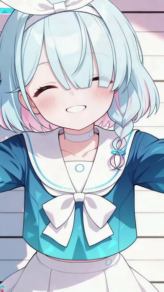 蓝发可爱二次元少女求抱抱