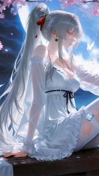 月下樱花银发美少女绯雪
