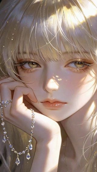 光影金闪银发美少女