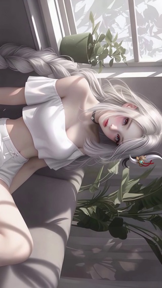 白发窗边少女