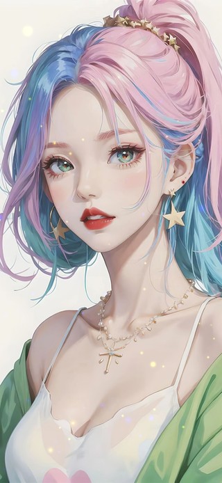 4k简约彩虹少女