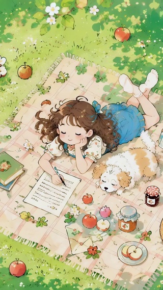 苹果园里的野餐时光